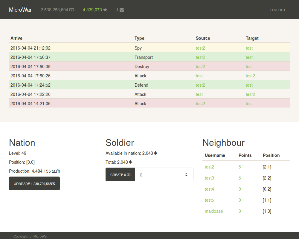 microwar game main view