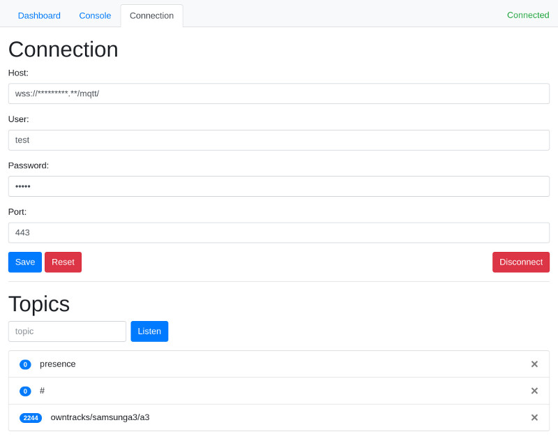 MQTT connection