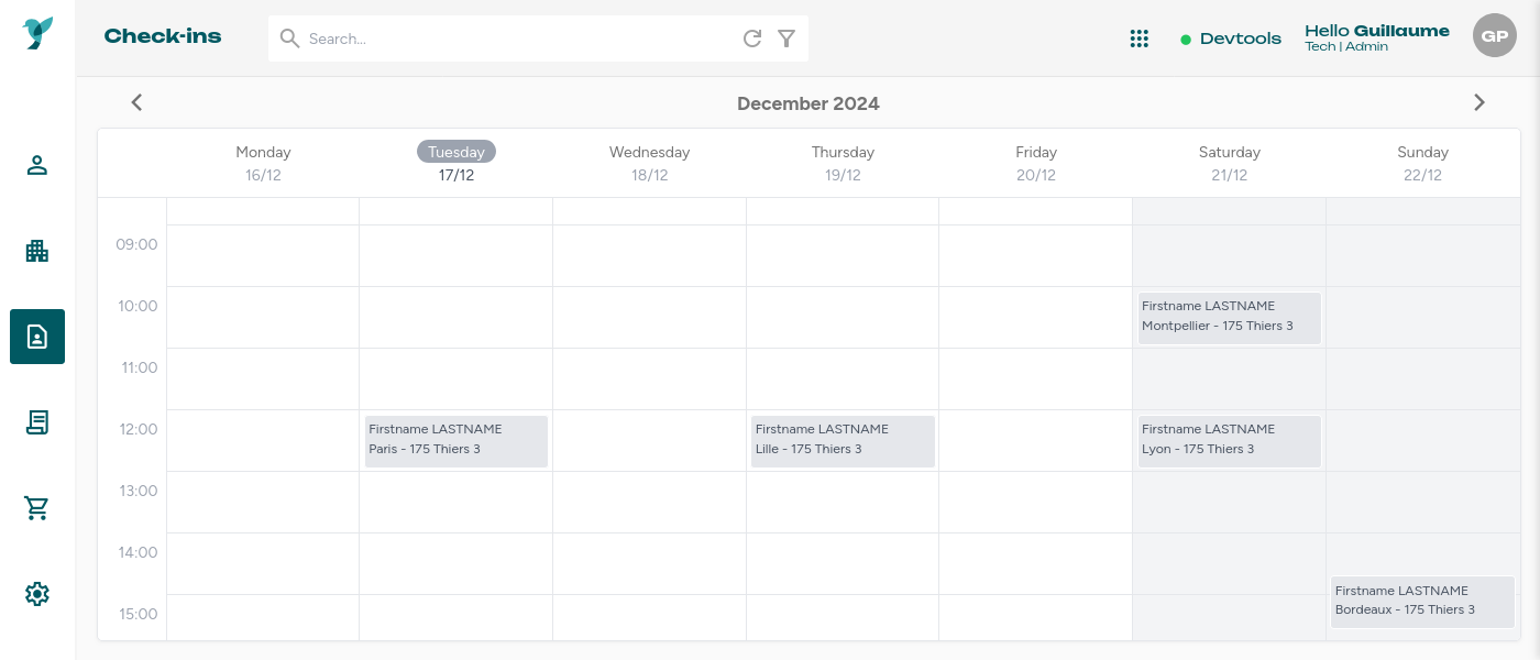 RIO checkins calendar